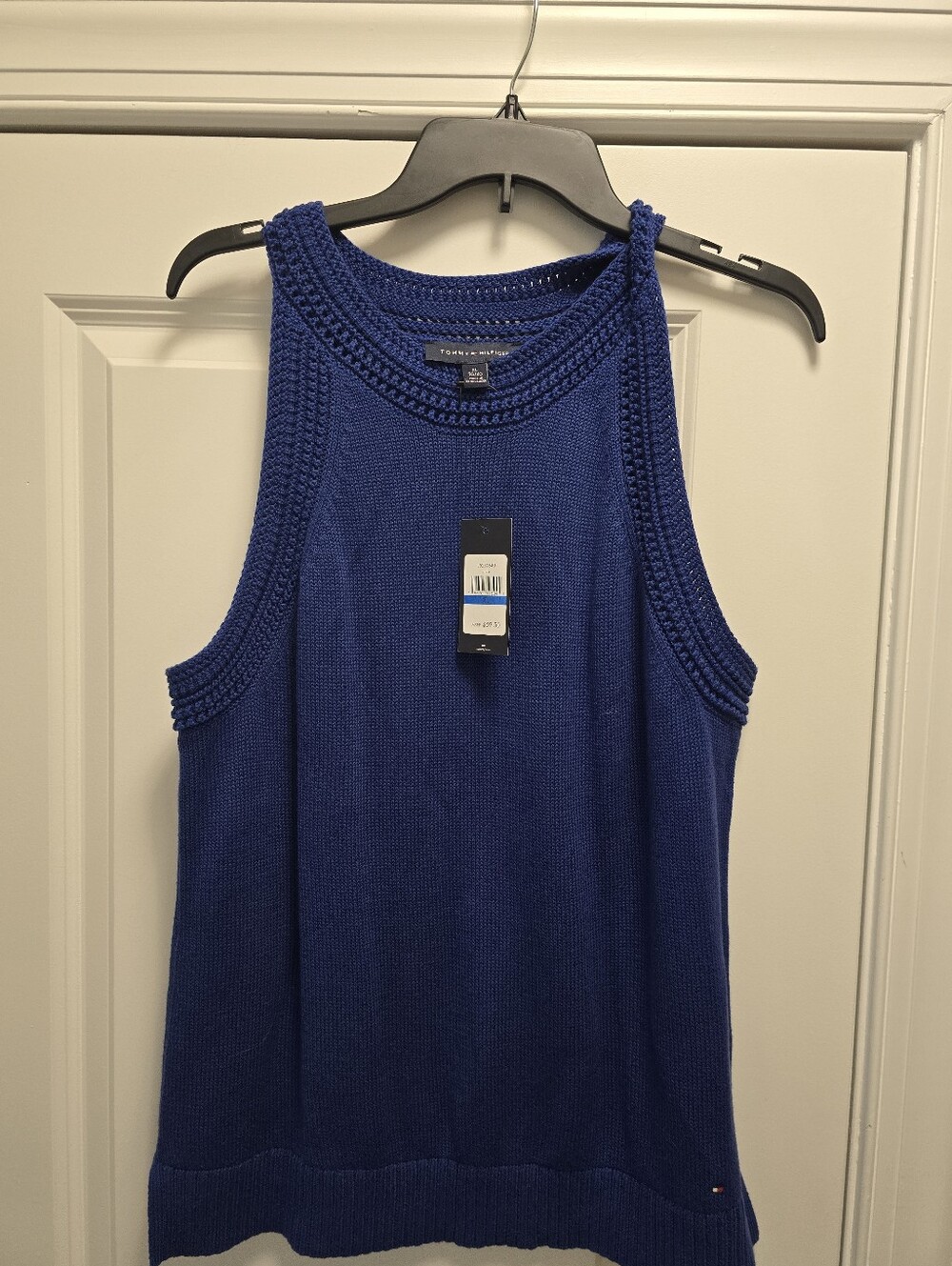 Tommy Hilfiger Cobalt Blue Braided-Trim Knit Tank